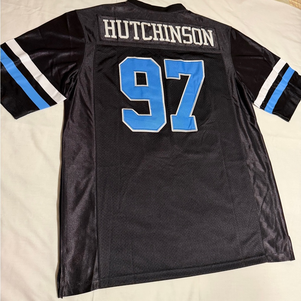 Black Athletic Jersey Shirt with Light Blue Number 97